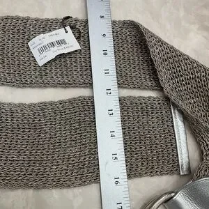 None | Accessories | Silver Woven Wide Belt W Leather Detail  display picture 2